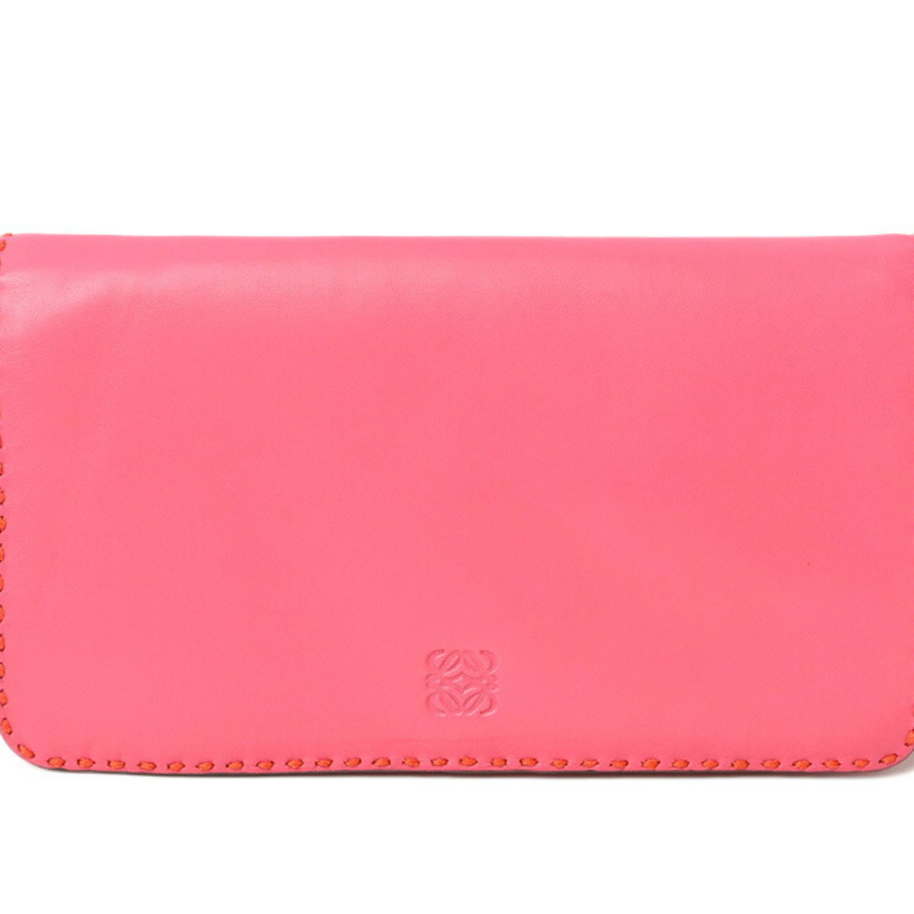 Loewe Clutch Bag Second Pouch Lamb Leather Anagram Fuchsia